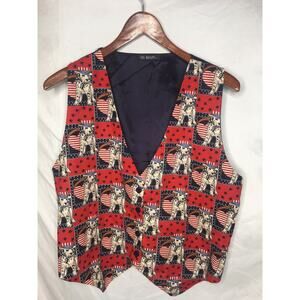 111 Main Old Glory Dalmatian Dogs Patriotic Vest 1X Stars Stripes July 4th 1990s